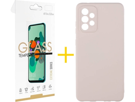 Kit Funda + Protector de Pantalla Samsung Galaxy A52 5G SKYHE Silicona Líquida (Rosa Claro)