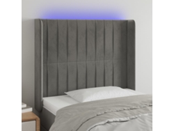 Cabecero Con Led De Terciopelo Gris Claro 93x16x118/128 Cm