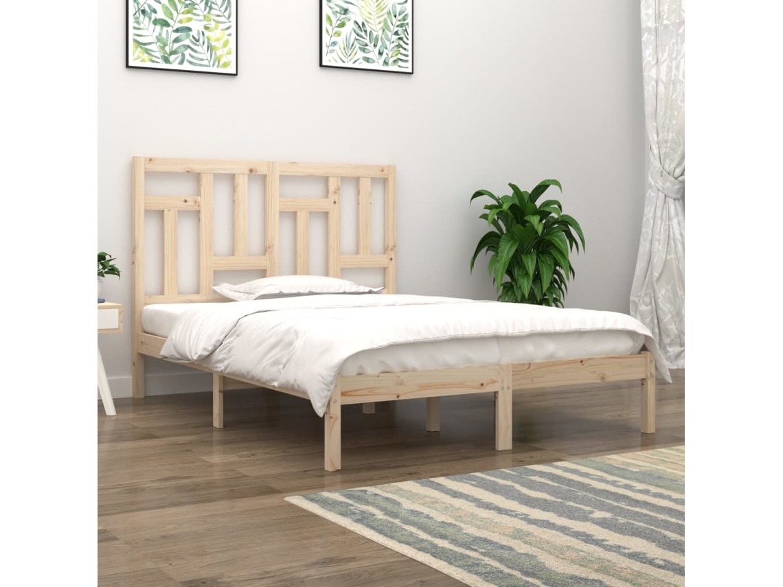 Estructura De Cama Madera Maciza De Pino 140x190 Cm