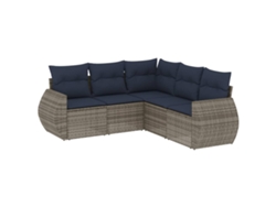 Maison Exclusive - Conjunto De Sofá De Jardín De 5 Piezas Con Cojines, Poliratán Gris