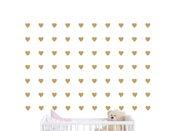 Pegatinas de pared de corazón de 1,5 pulgadas, 130 piezas, para decoración de habitación infantil, extraíbles, doradas