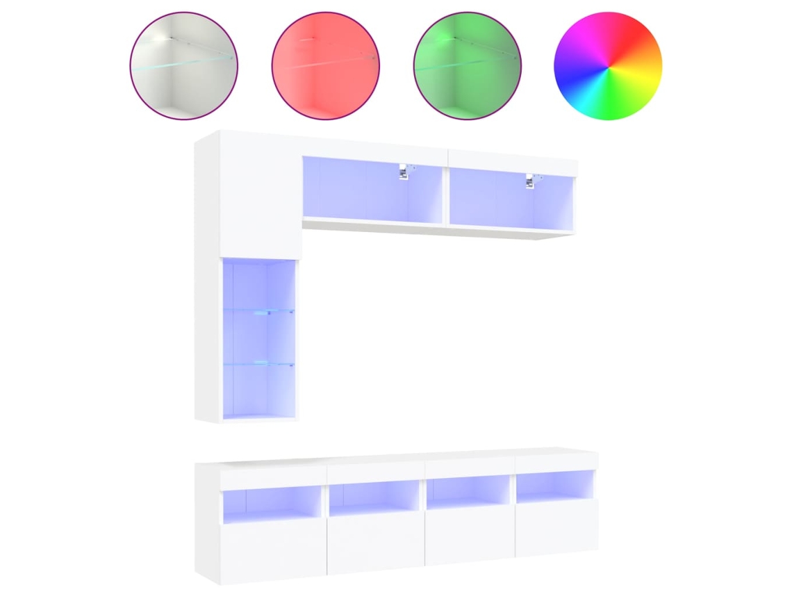 Maison Exclusive - Mueble De Pared De Tv Con Luces Led 7 Piezas Blanco