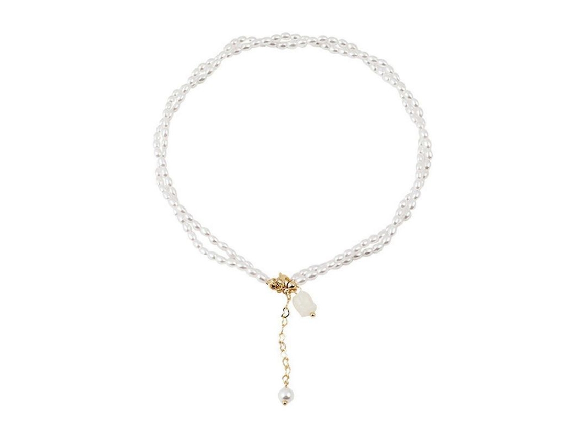 2026-collar Choker De Perlas Falsas De Doble Capa Ajustable Con Flor Elegante Hecho Con Trabajo Fino Para Mujer
