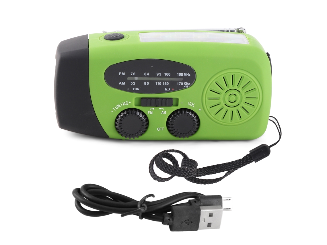 Radio De Emergencia Con Energía Solar, Manivela, Fm/am, Alertas Meteorológicas, Luz Led Y Batería Externa.