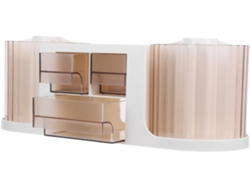 Organizador De Escritorio Doble Giratorio Con Cajón Transparente Y Portalápices Giratorio Grande Y Estable.