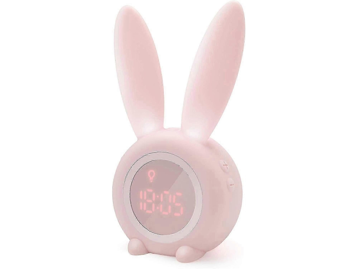 Lindo reloj infantil GOKOCO con forma de conejito, 26 cm, con luz de alarma.