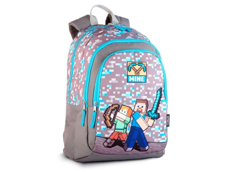 Mochila Escolar MINECRAFT Warriors Primaria DOBLE COMPARTIMENTO