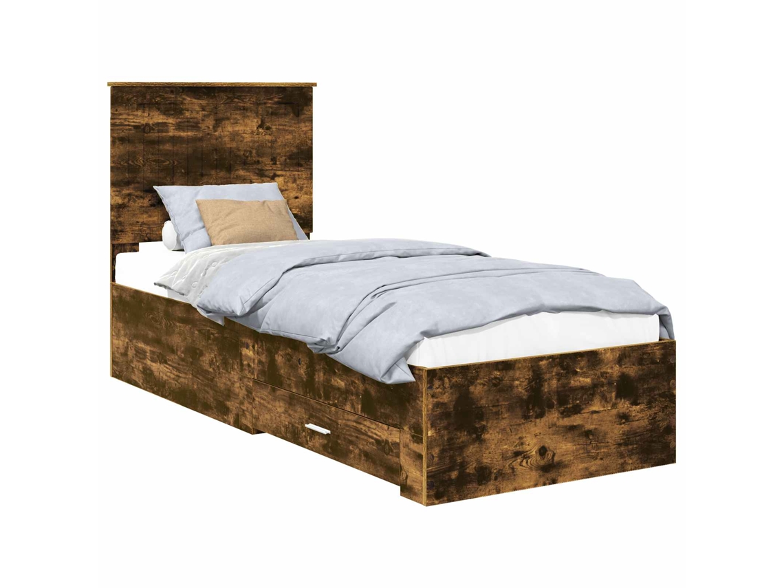 Maison Exclusive - Estructura De Cama Con Cajón Roble Ahumado Y Plata 70 X 190 Cm