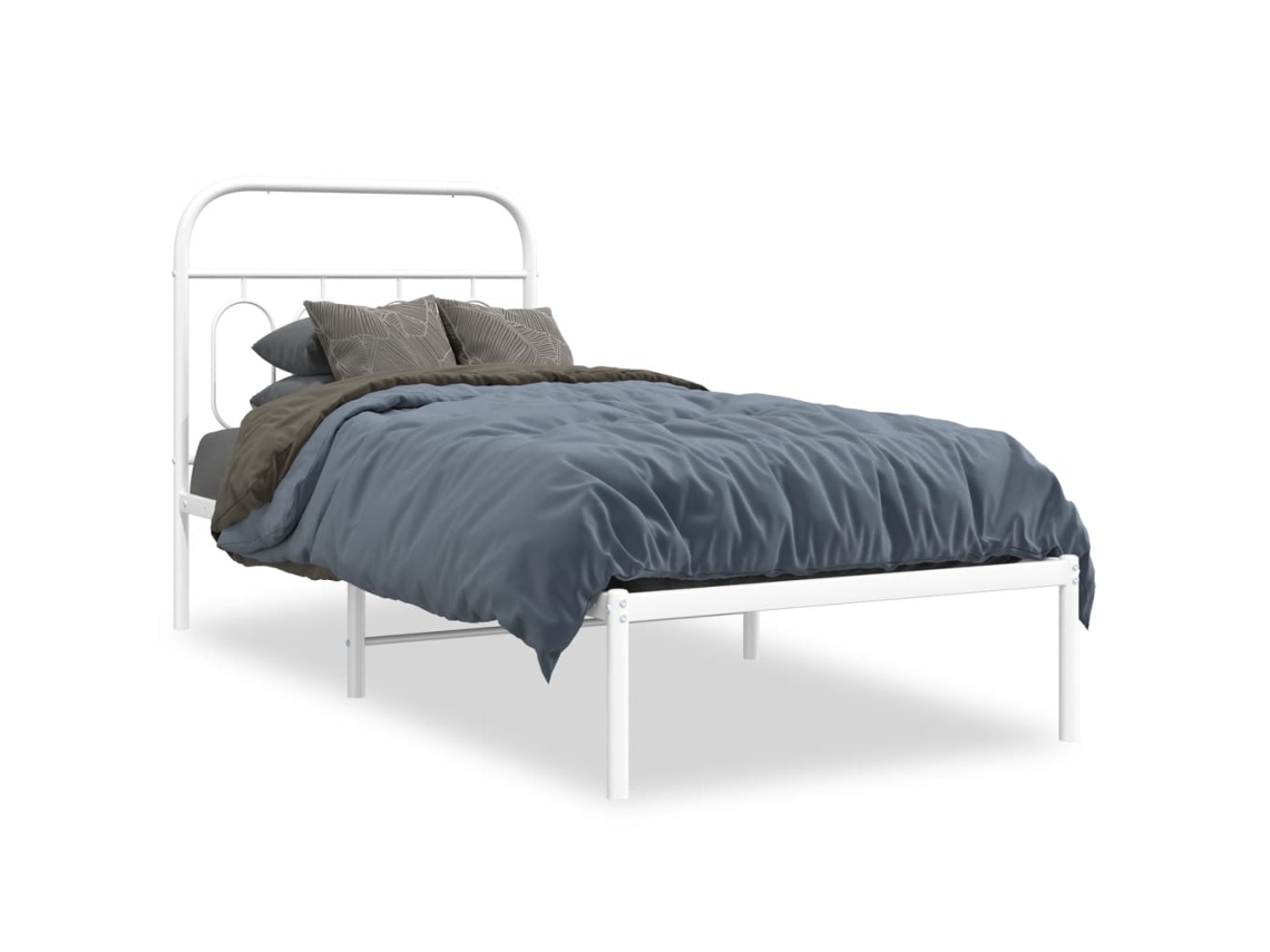 Maison Exclusive - Estructura Cama Sin Colchón Con Cabecero Metal Blanco 80x200 Cm