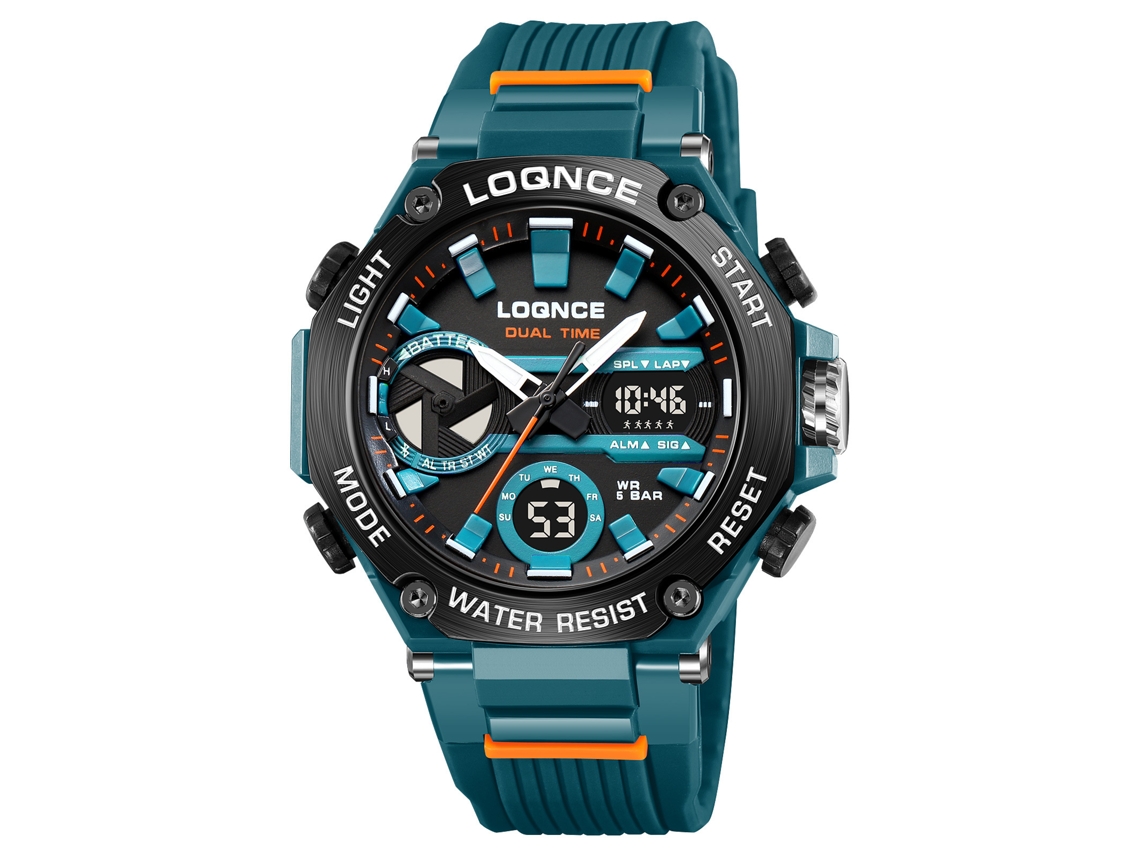 Reloj De Pulsera Electrónico Luminoso E Impermeable (azul Lago), Reloj Multifuncional Para Estudiantes, Caja Octogonal.