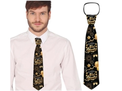 Corbata Happy New Year negro y dorado de 45 cm