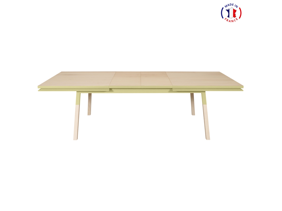 Mesa de Comedor Rectangular MON PETIT MEUBLE FRANÇAIS con 2 Extensiones (Rojo de Pluduno - Madera - 160 x 76 x 100 cm)