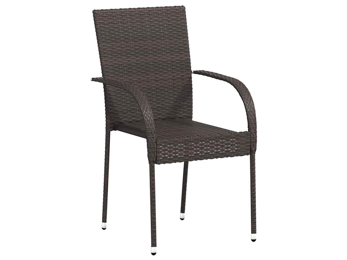 Juego de 4 sillas apilables de mimbre para exterior, color marrón, EXCLUSIVA MAISON