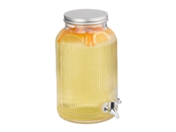 Dispensador De Bebidas Relaxdays, Recipiente Com Caneluras, 5 L, Torneira E Tampa, Transparente