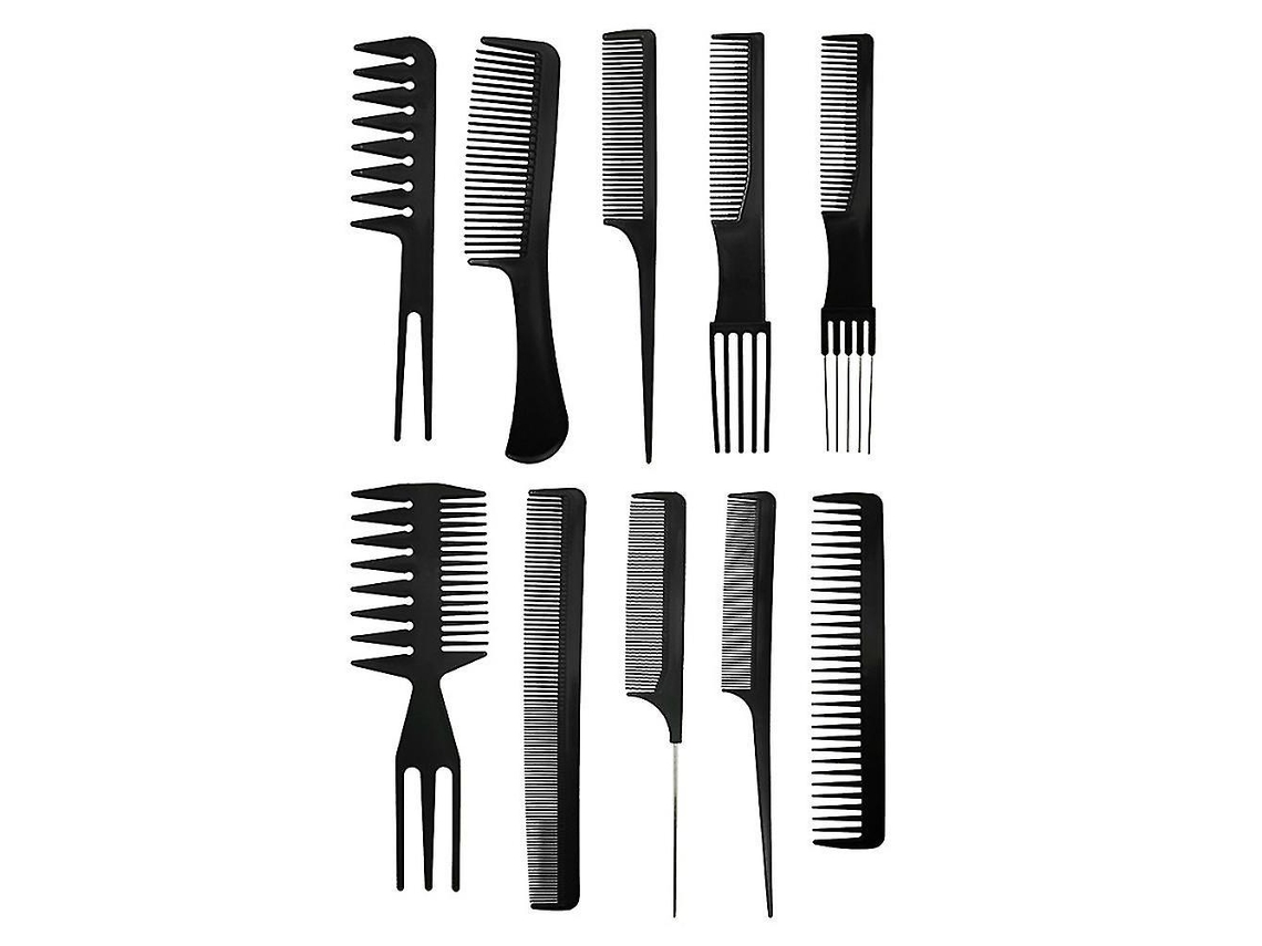Juego de 10 peines de estilismo, herramienta antiestática para cortar el cabello para mujeres y hombres