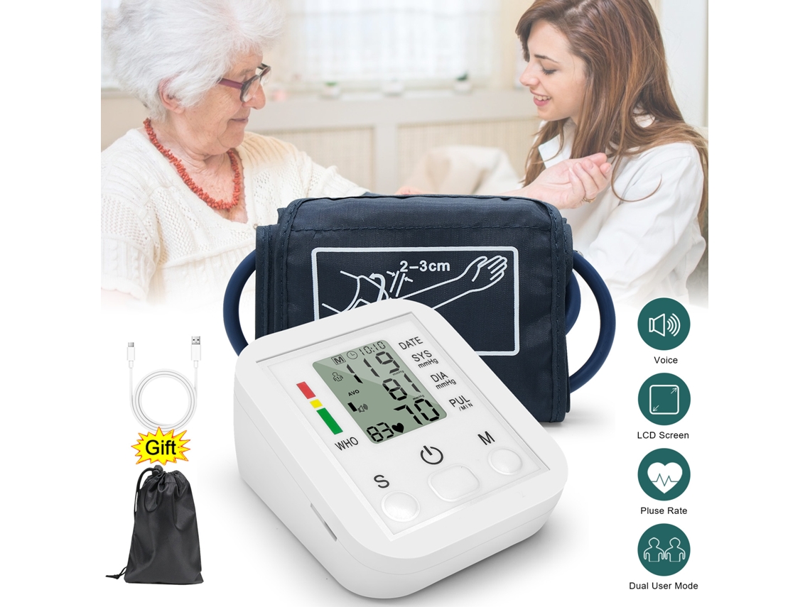 Monitor De Presión Arterial Automático Usb Para Brazo Con Voz En Inglés Y Almacenamiento De Datos Para Uso Doméstico.