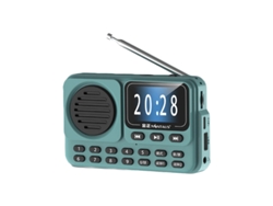 Radio FM, reloj portátil, pantalla HD, altavoz de alta sensibilidad, Bluetooth inalámbrico, doble soporte, despertador, grabación Mdug (azul)