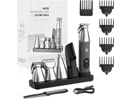 Set de recortador de barba profesional para corte de pelo plateado