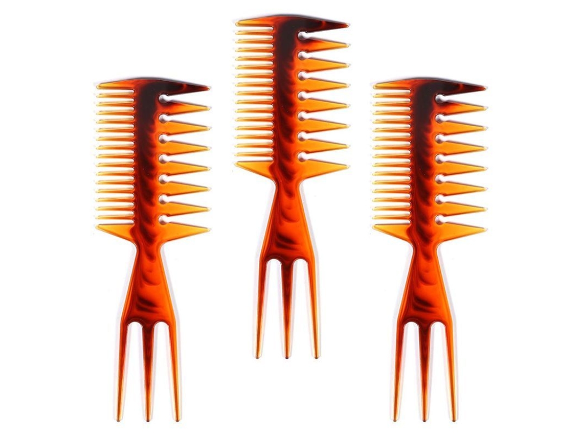 Peine De Plástico 3 En 1 Con Dientes Finos Y Gruesos Para El Cabello - 3 Piezas