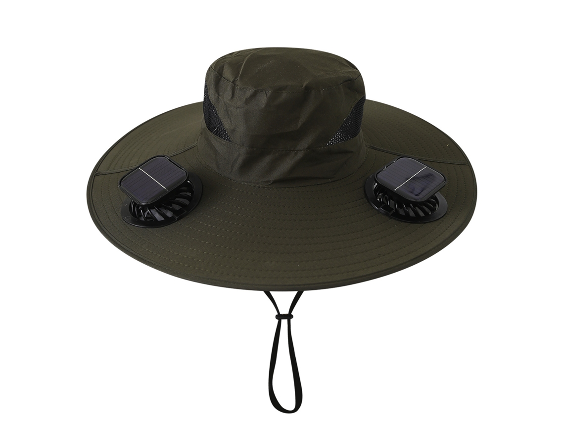 (verde Militar Cuadrado) Sombrero Con Ventilador Solar, Recargable, Para Pesca Al Aire Libre, Protección Solar Y Parasol.