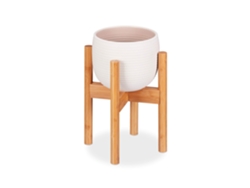 Relaxdays Soporte Macetas, Pie Para Plantas, Hasta 32 Cm, Patas Macetero, Ajustable, Bambú, 1 Ud., 35,5 Cm, Marrón Claro