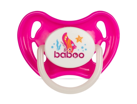 Chupete Simétrico de Silicona BABOO, Glows in the Dark, Rosa, Sea Life, 6 meses