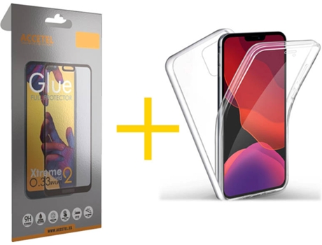 Kit Carcasa y Protector 1 X Cristal Full iPhone 11 Pro Max Skyhe Dupla 360º Transparente