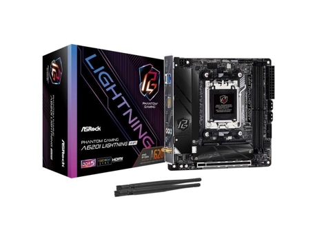 ASROCK A620I Lightning Wifi Placa-Mãe Mini Itx Socket Am5 Amd A620 2X Ddr5 M.2 Pcie 4.0 Usb 3.1 Pci-Express 4.0 16X Wi-Fi