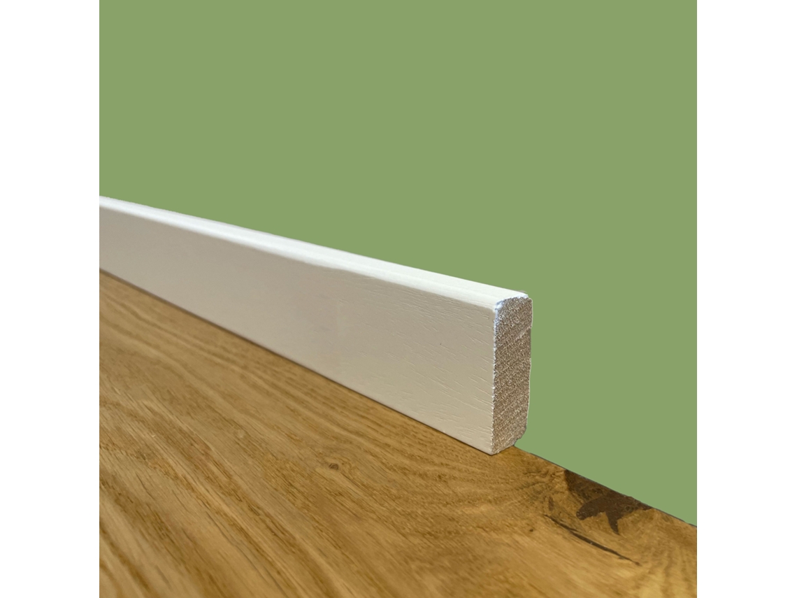 Zócalo ETERNAL PARQUET Cuadrado Lacado Blanco de Madera Maciza 40X13