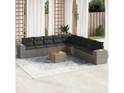 Conjunto de sofás de jardín de 10 piezas DKD Home Decor con cojines de mimbre gris