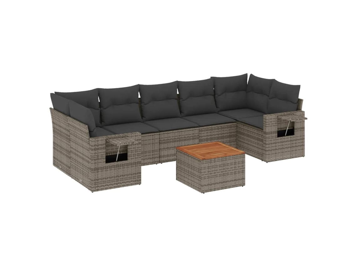 Maison Exclusive - Set De Sofás De Jardín 8 Pzas Y Cojines Ratán Sintético Gris