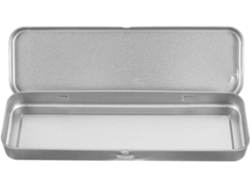 Estuche rectangular metálico Slowmoose para lápices, caja de lata plateada.