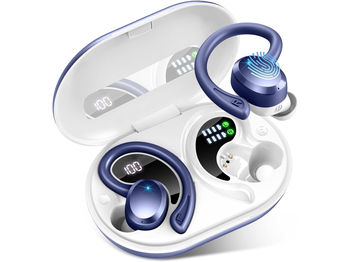 Auriculares deportivos Bluetooth, micrófono estéreo, cancelación de ruido, Bluetooth 5.3, resistencia al agua IP7 para ejercicio/carrera, azul JIAPEI