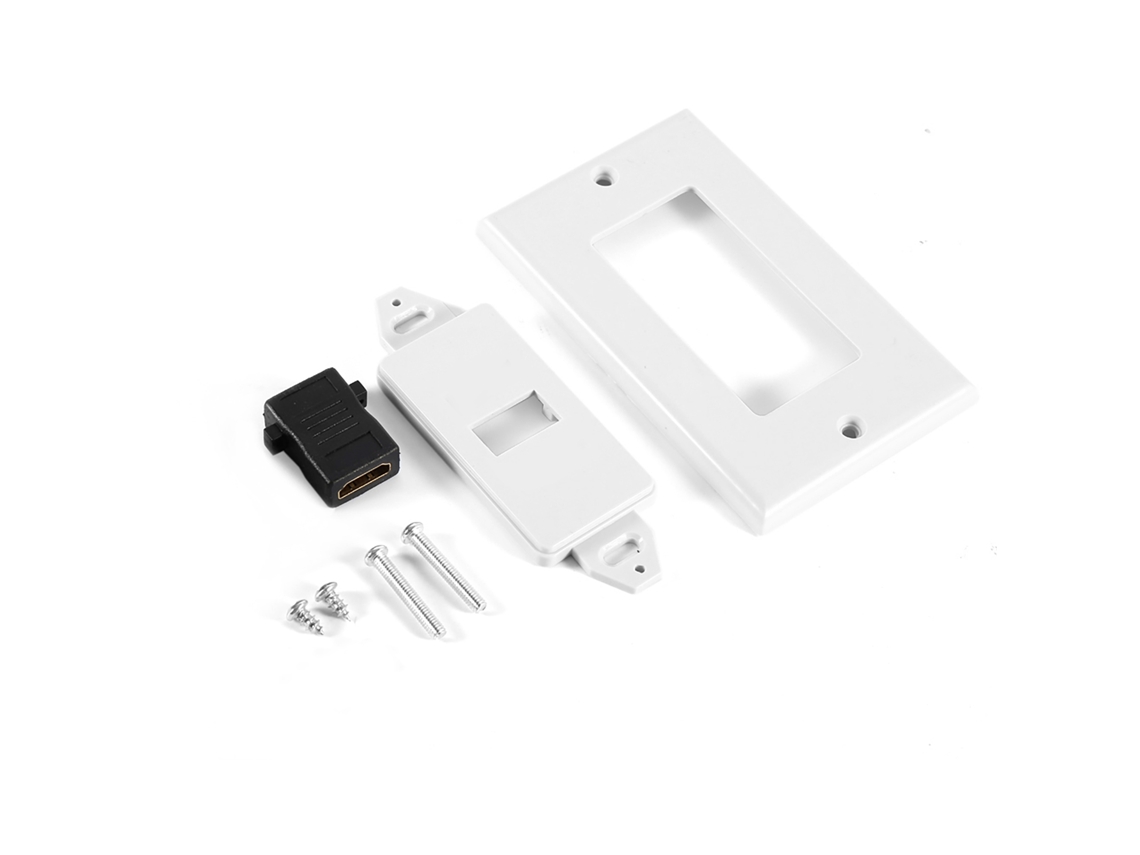 Placa De Pared Hdmi Con 1 Puerto Dorado Y Ethernet Para Reproductor De Dvd De Cine En Casa - Blanca