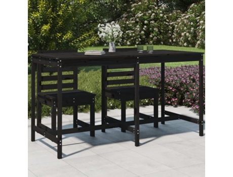 MAISON EXCLUSIVE Mesa de jardín madera maciza de pino negra 203,5x90x110 cm