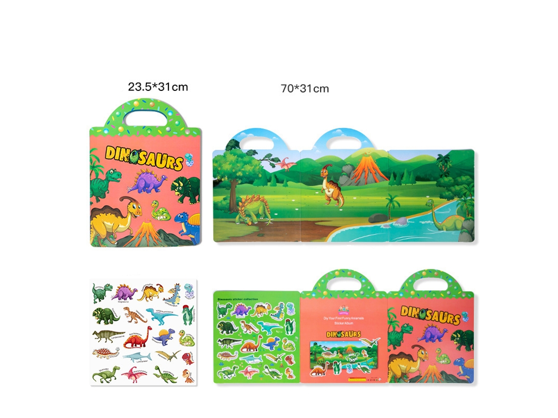 (Estilo 8) Libro de pegatinas reutilizables para niños con un juego de rompecabezas DIY gratuito, apto para niños.