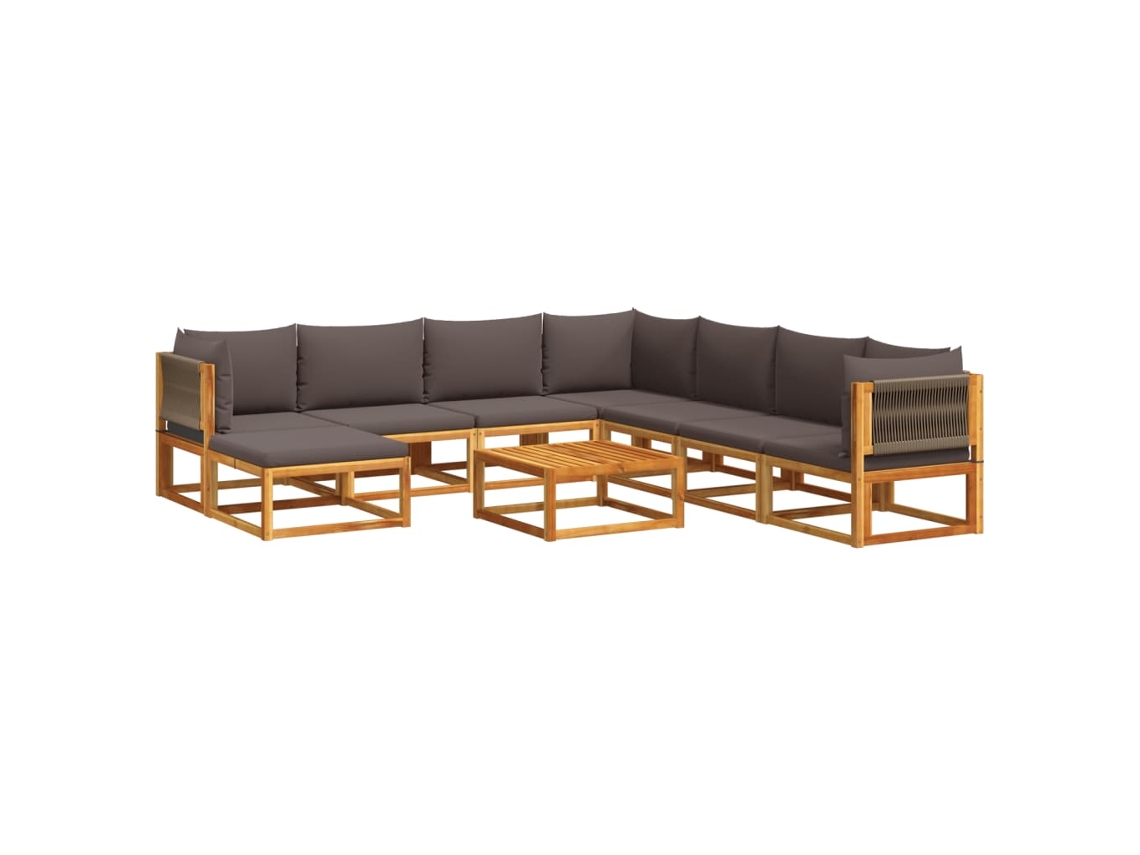 Maison Exclusive - Conjunto De Sofá De Jardín De 9 Piezas Con Cojines De Madera De Acacia Y Cuerda