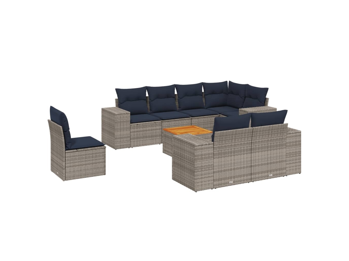 Maison Exclusive - Conjunto De Sofá De Jardín De 9 Piezas Con Cojines, Poliratán Gris