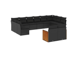 Maison Exclusive - Set De Sofás De Jardín Y Cojines 12 Pzas Ratán Sintético Negro
