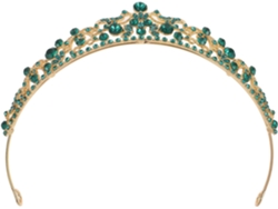 Tiara Nupcial De Aleación Con Diamantes De Imitación Verdes, Diadema De Corona Nupcial Para Mujer, Accesorio