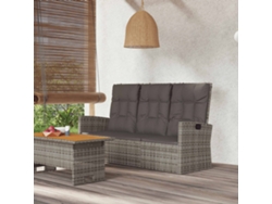 LOVELY HOME Banco de Jardín Reclinable con Cojines de 173 cm de Ratán PE Gris