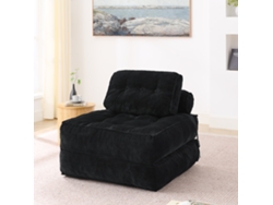 Sofá-cama 2 Em 1 Dobrável Em Veludo Cotelê, Com Encosto Ajustável. Poltrona Versátil Para Sala Ou Quarto, Preta.