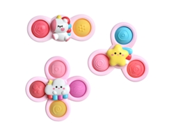 Juguetes de ventosa para bebés, giroscopios de dedos con dibujos animados - Juguetes para el baño, 3 unidades Yuysan（c）