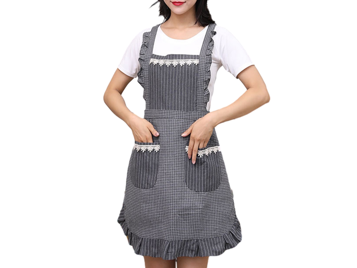 Delantal Cómodo Para Mujer Con Bolsillos, Ideal Para Cocina, Cafetería, Repostería, Jardinería, Rojo