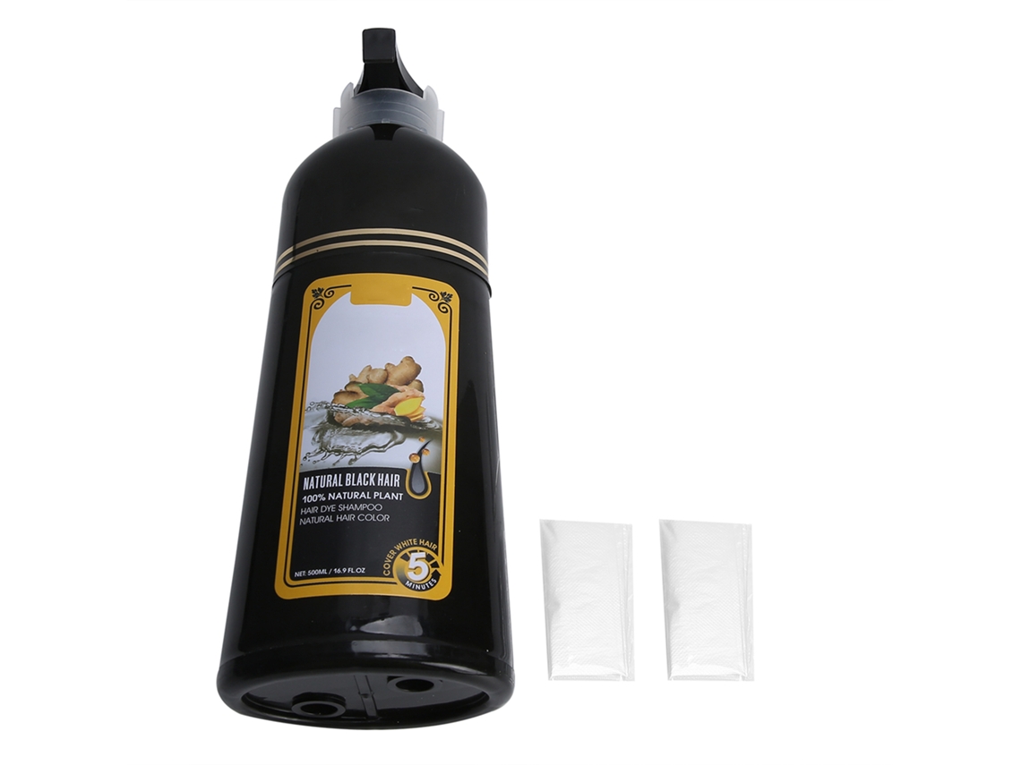 Champú Tinte Para Cabello 500ml Extracción Vegetal Coloración Rápida De Cabello Gris A Negro