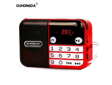 Radio Kk-190 portátil mini fm recargable de mano digital usb tf reproductor de mp3 altavoz para iphone mp4 rojo