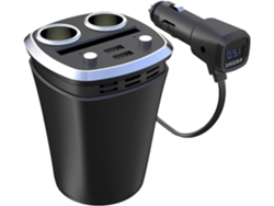 Adaptador De Carga Para Coche 4 En 1 Con Indicador De Voltaje, Carga Rápida Y Divisor Usb De 2 Puertos.