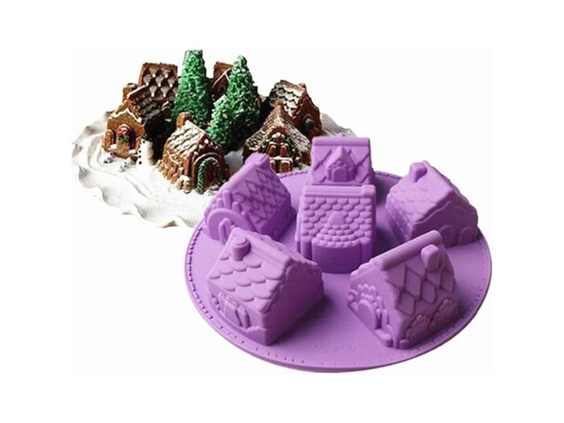 Molde De Silicona Con Forma De Casa, 6 Cavidades, Antiadherente, Para Pasteles, Magdalenas, Chocolate Y Jabón.