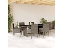 Juego de comedor de jardín de 7 piezas DKD Home Decor con cojines de mimbre gris