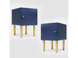 Nuevo juego de 2 mesitas de noche, mesitas auxiliares, azul marino, mesitas de sofá adecuadas para cualquier cama y dormitorio, A50/L35/P35 cm, BAGOLY